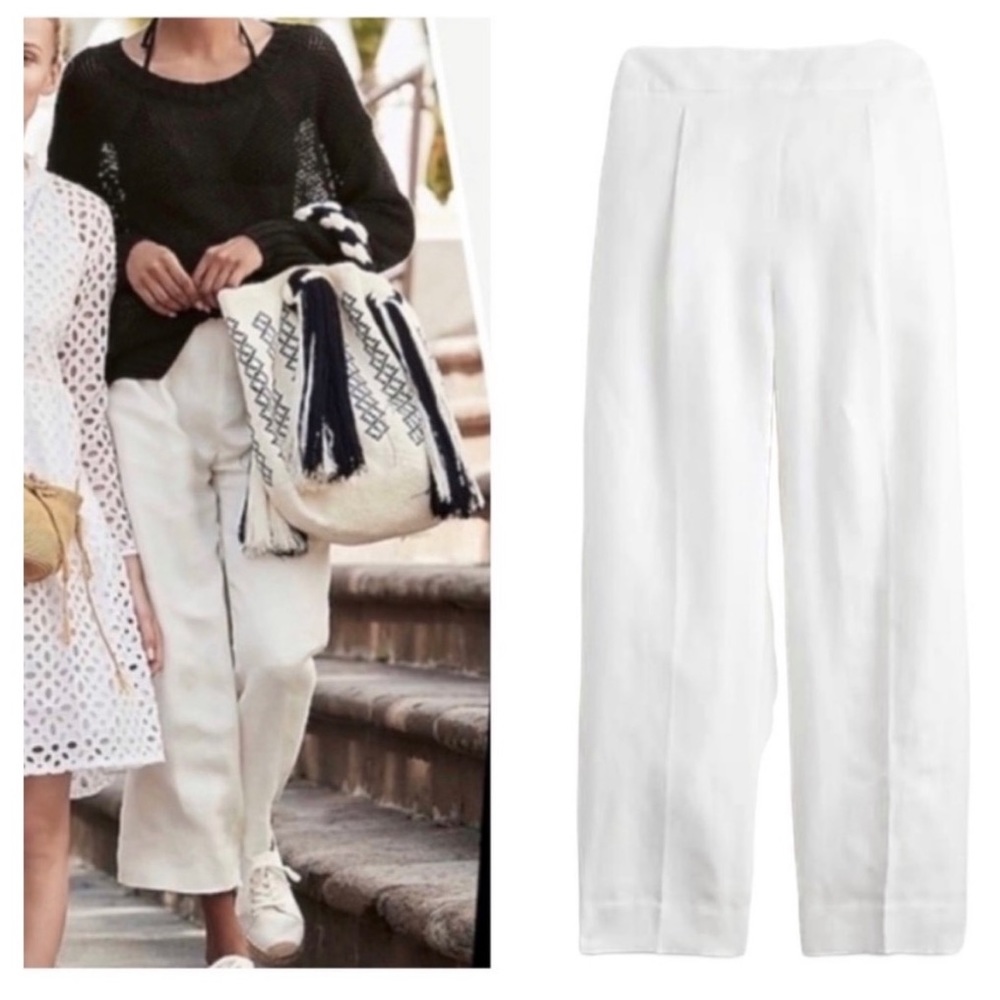 J. Crew High Rise Linen Blend Pants